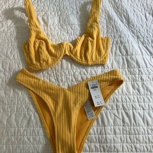 Abercrombie yellow bikini with terry cloth cover up